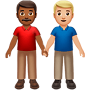 Emoji 👨🏾‍🤝‍👨🏼 Due Uomini Che Si Tengono Per Mano: Carnagione Abbastanza Scura E Carnagione Abbastanza Chiara su Apple iOS 16.4.