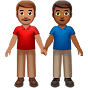 Emoji 👨🏽‍🤝‍👨🏾 Due Uomini Che Si Tengono Per Mano: Carnagione Olivastra E Carnagione Abbastanza Scura su Apple iOS 16.4.