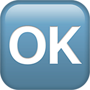🆗 Emoji Großbuchstaben OK in blauem Quadrat Apple iOS 16.4.