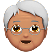 Emoji 🧓🏽 Adulto Anziano: Carnagione Olivastra su Apple iOS 16.4.