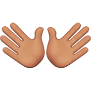 👐🏽 Emoji Mãos Abertas: Pele Morena na Apple iOS 16.4.