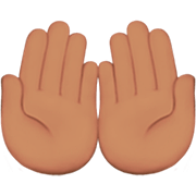 Emoji 🤲🏽 Mani Unite In Alto: Carnagione Olivastra su Apple iOS 16.4.