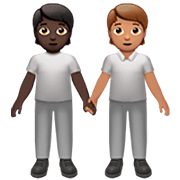 🧑🏿‍🤝‍🧑🏽 Emoji sich an den Händen haltende Personen: dunkle Hautfarbe, mittlere Hautfarbe Apple iOS 16.4.