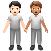 🧑🏻‍🤝‍🧑🏽 Emoji sich an den Händen haltende Personen: helle Hautfarbe, mittlere Hautfarbe Apple iOS 16.4.