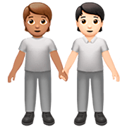 🧑🏽‍🤝‍🧑🏻 Emoji sich an den Händen haltende Personen: mittlere Hautfarbe, helle Hautfarbe Apple iOS 16.4.