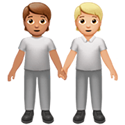 🧑🏽‍🤝‍🧑🏼 Emoji sich an den Händen haltende Personen: mittlere Hautfarbe, mittelhelle Hautfarbe Apple iOS 16.4.