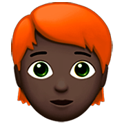 🧑🏿‍🦰 Emoji Erwachsener: dunkle Hautfarbe, rotes Haar Apple iOS 16.4.