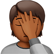 🤦🏾 Emoji Pessoa Decepcionada: Pele Morena Escura na Apple iOS 16.4.