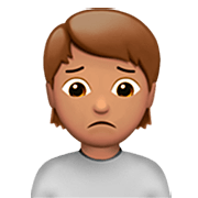🙍🏽 Emoji missmutige Person: mittlere Hautfarbe Apple iOS 16.4.
