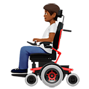 🧑🏾‍🦼 Emoji Person in motorisiertem Rollstuhl: mitteldunkle Hautfarbe Apple iOS 16.4.