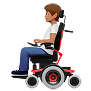 🧑🏽‍🦼 Emoji Person in motorisiertem Rollstuhl: mittlere Hautfarbe Apple iOS 16.4.