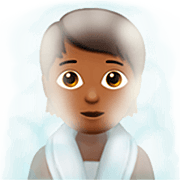 🧖🏾 Emoji Person in Dampfsauna: mitteldunkle Hautfarbe Apple iOS 16.4.