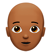 🧑🏾‍🦲 Emoji Erwachsener: mitteldunkle Hautfarbe, Glatze Apple iOS 16.4.