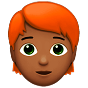 🧑🏾‍🦰 Emoji Erwachsener: mitteldunkle Hautfarbe, rotes Haar Apple iOS 16.4.