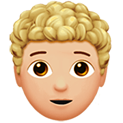 Emoji 🧑🏼‍🦱 Persona: Carnagione Abbastanza Chiara E Capelli Ricci su Apple iOS 16.4.