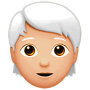 Emoji 🧑🏼‍🦳 Persona: Carnagione Abbastanza Chiara E Capelli Bianchi su Apple iOS 16.4.