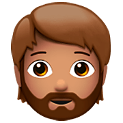 Emoji 🧔🏽 Uomo Con La Barba: Carnagione Olivastra su Apple iOS 16.4.