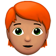 🧑🏽‍🦰 Emoji Erwachsener: mittlere Hautfarbe, rotes Haar Apple iOS 16.4.
