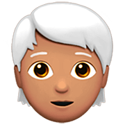 Emoji 🧑🏽‍🦳 Persona: Carnagione Olivastra E Capelli Bianchi su Apple iOS 16.4.