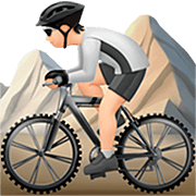 🚵🏻 Emoji Pessoa Fazendo Mountain Bike: Pele Clara na Apple iOS 16.4.