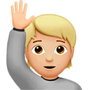 🙋🏼 Emoji Pessoa Levantando A Mão: Pele Morena Clara na Apple iOS 16.4.