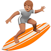 🏄🏽 Emoji Surfer(in): mittlere Hautfarbe Apple iOS 16.4.