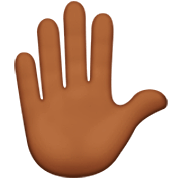 ✋🏾 Emoji erhobene Hand: mitteldunkle Hautfarbe Apple iOS 16.4.