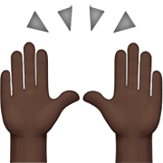 🙌🏿 Emoji zwei erhobene Handflächen: dunkle Hautfarbe Apple iOS 16.4.