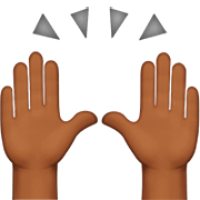 🙌🏾 Emoji Mãos Para Cima: Pele Morena Escura na Apple iOS 16.4.