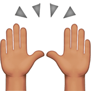Emoji 🙌🏽 Mani Alzate: Carnagione Olivastra su Apple iOS 16.4.
