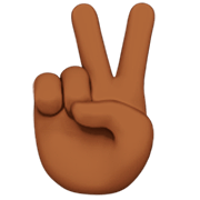 ✌🏾 Emoji Victory-Geste: mitteldunkle Hautfarbe Apple iOS 16.4.