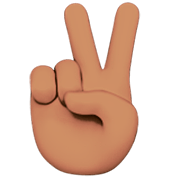 ✌🏽 Emoji Mão Em V De Vitória: Pele Morena na Apple iOS 16.4.