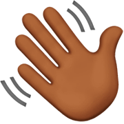 👋🏾 Emoji winkende Hand: mitteldunkle Hautfarbe Apple iOS 16.4.