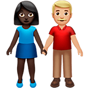 Emoji 👩🏿‍🤝‍👨🏼 Uomo E Donna Che Si Tengono Per Mano: Carnagione Scura E Carnagione Abbastanza Chiara su Apple iOS 16.4.