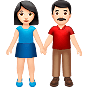 👫🏻 Emoji Mann und Frau halten Hände: helle Hautfarbe Apple iOS 16.4.