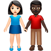 👩🏻‍🤝‍👨🏿 Emoji Mann und Frau halten Hände: helle Hautfarbe, dunkle Hautfarbe Apple iOS 16.4.