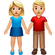 👫🏼 Emoji Mann und Frau halten Hände: mittelhelle Hautfarbe Apple iOS 16.4.