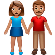 👫🏽 Emoji Mann und Frau halten Hände: mittlere Hautfarbe Apple iOS 16.4.
