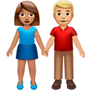 👩🏽‍🤝‍👨🏼 Emoji Mujer Y Hombre De La Mano: Tono De Piel Medio Y Tono De Piel Claro Medio en Apple iOS 16.4.
