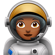 👩🏾‍🚀 Emoji Astronauta Mujer: Tono De Piel Oscuro Medio en Apple iOS 16.4.
