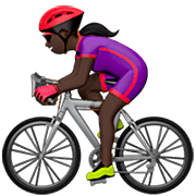 🚴🏿‍♀️ Emoji Mujer En Bicicleta: Tono De Piel Oscuro en Apple iOS 16.4.