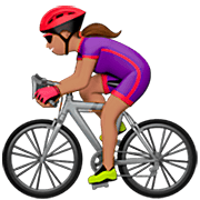 Emoji 🚴🏽‍♀️ Ciclista Donna: Carnagione Olivastra su Apple iOS 16.4.
