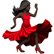 💃🏿 Emoji tanzende Frau: dunkle Hautfarbe Apple iOS 16.4.