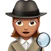 🕵🏽‍♀️ Emoji Detective Mujer: Tono De Piel Medio en Apple iOS 16.4.
