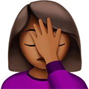🤦🏾‍♀️ Emoji sich an den Kopf fassende Frau: mitteldunkle Hautfarbe Apple iOS 16.4.
