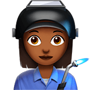 👩🏾‍🏭 Emoji Fabrikarbeiterin: mitteldunkle Hautfarbe Apple iOS 16.4.