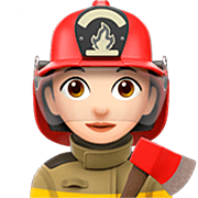 👩🏻‍🚒 Emoji Feuerwehrfrau: helle Hautfarbe Apple iOS 16.4.