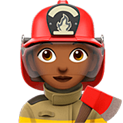 👩🏾‍🚒 Emoji Feuerwehrfrau: mitteldunkle Hautfarbe Apple iOS 16.4.