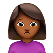 🙍🏾‍♀️ Emoji Mulher Franzindo A Sobrancelha: Pele Morena Escura na Apple iOS 16.4.