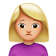 🙍🏼‍♀️ Emoji missmutige Frau: mittelhelle Hautfarbe Apple iOS 16.4.